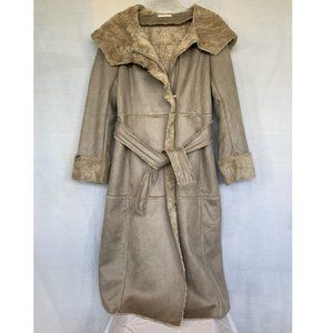 Promod Gray Mid Faux Fur Lined / Faux Leather 70's Style Jacket - Medium